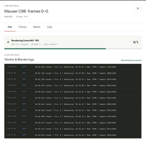 FrameShift render tracking screen